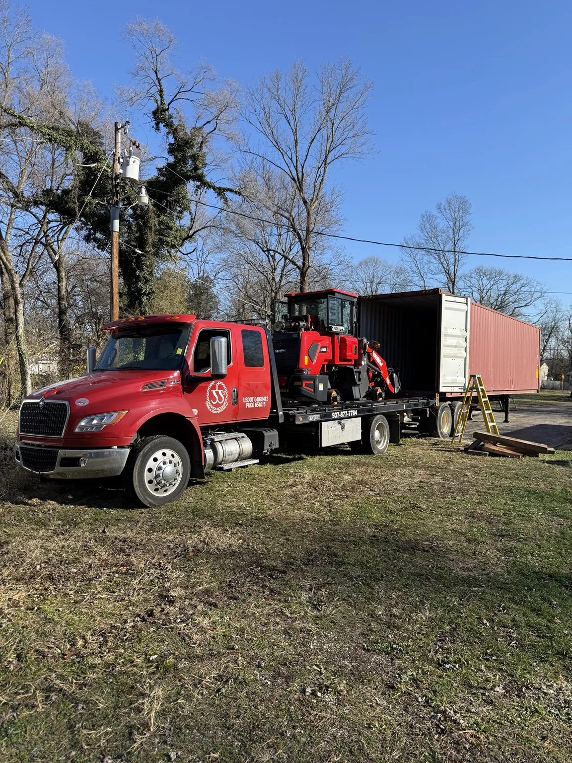 JJ’s flatbed transporting equipment