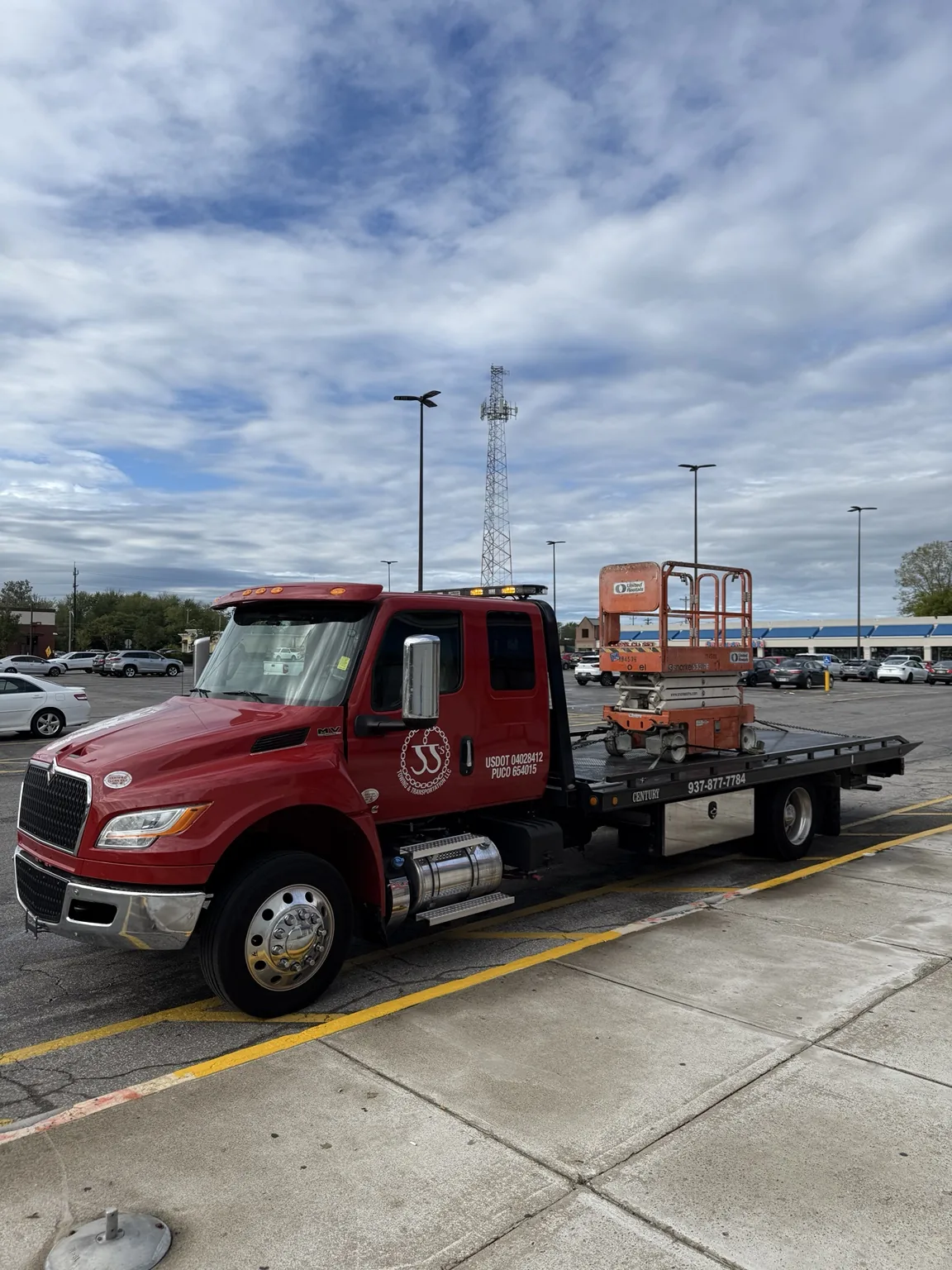 JJ’s flatbed transporting equipment